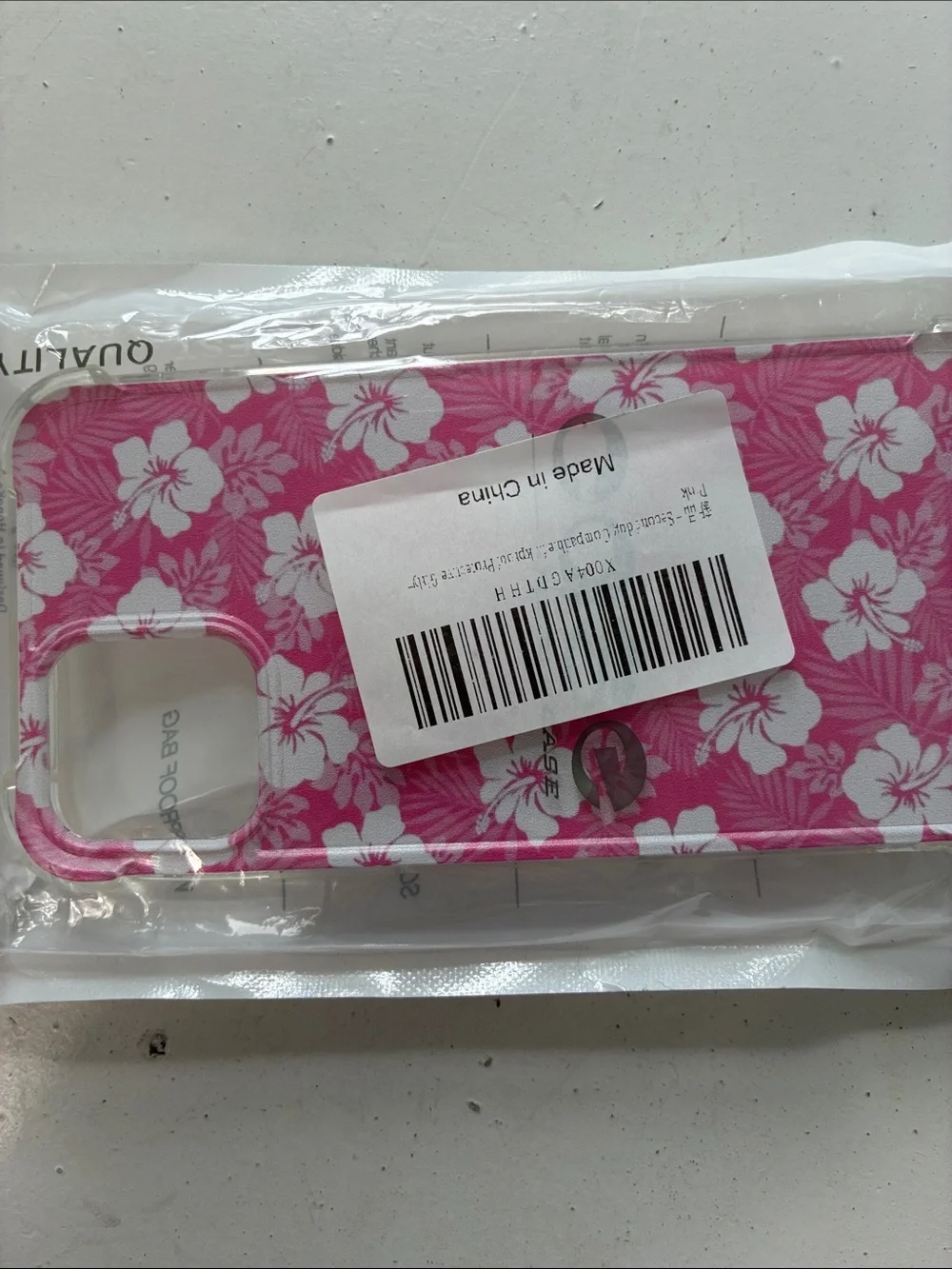 Seconddog iPhone 12/12 Pro Pink and White Hibascus Flower Print Phone Case